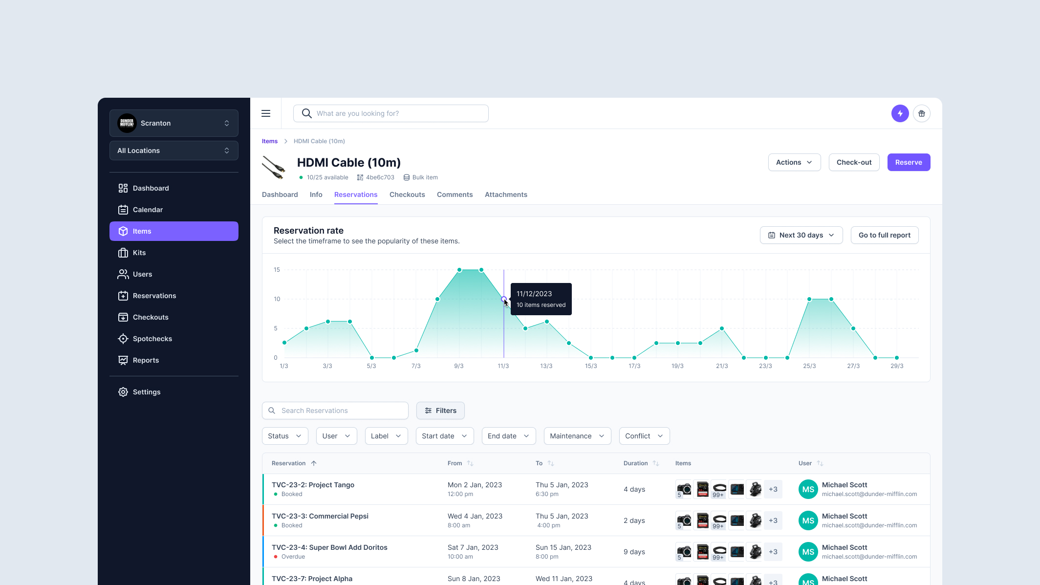 Bulk items design for Cheqroom